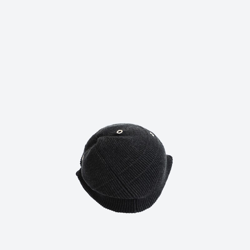 Metal Eyelet Knit Slouchy Cap